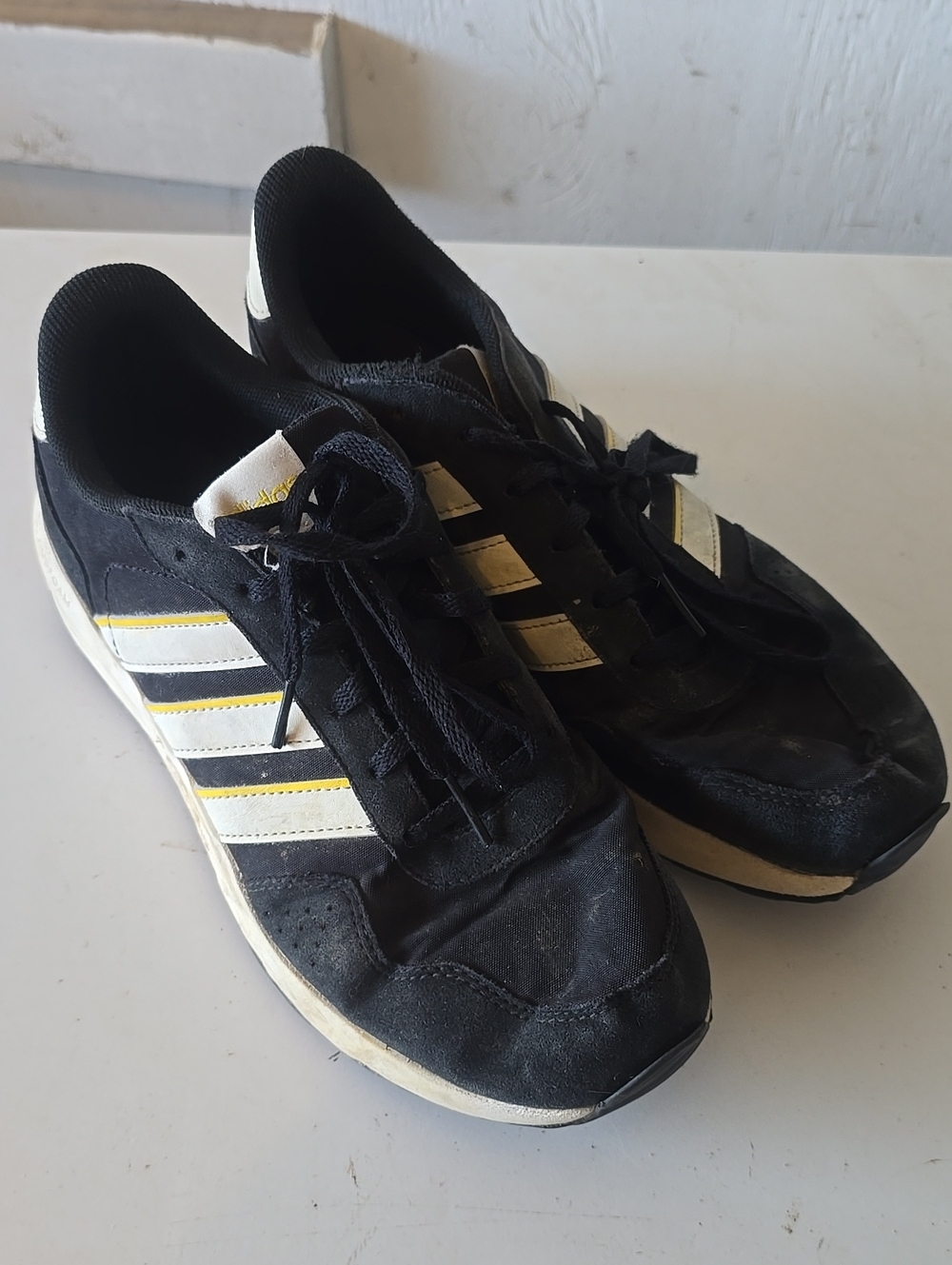 Black Athletic Sneakers with White Stripes - Youth Running Shoes
